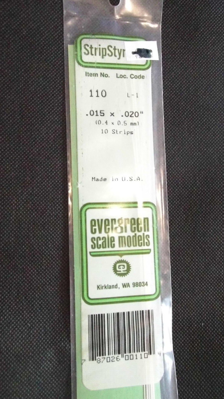 Evergreen Scale Models #110 Strips (.015" X .020" X 14") Opaque White, pkg. 10