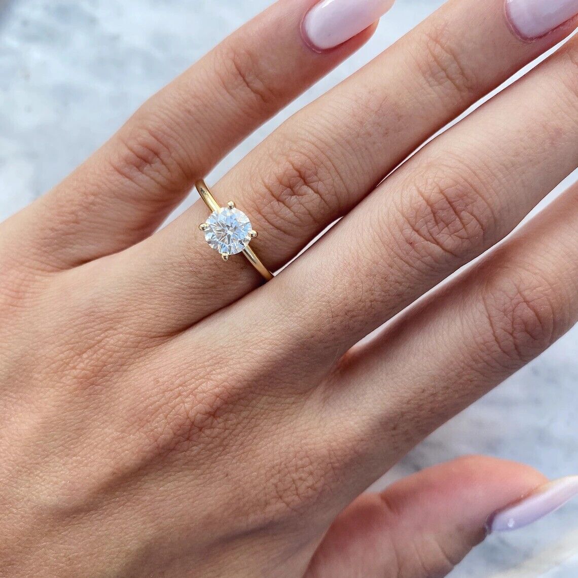 Diamond Wedding Ring Semi Mount Round Setting 0.15 Ct Real Solid 14K Yellow Gold