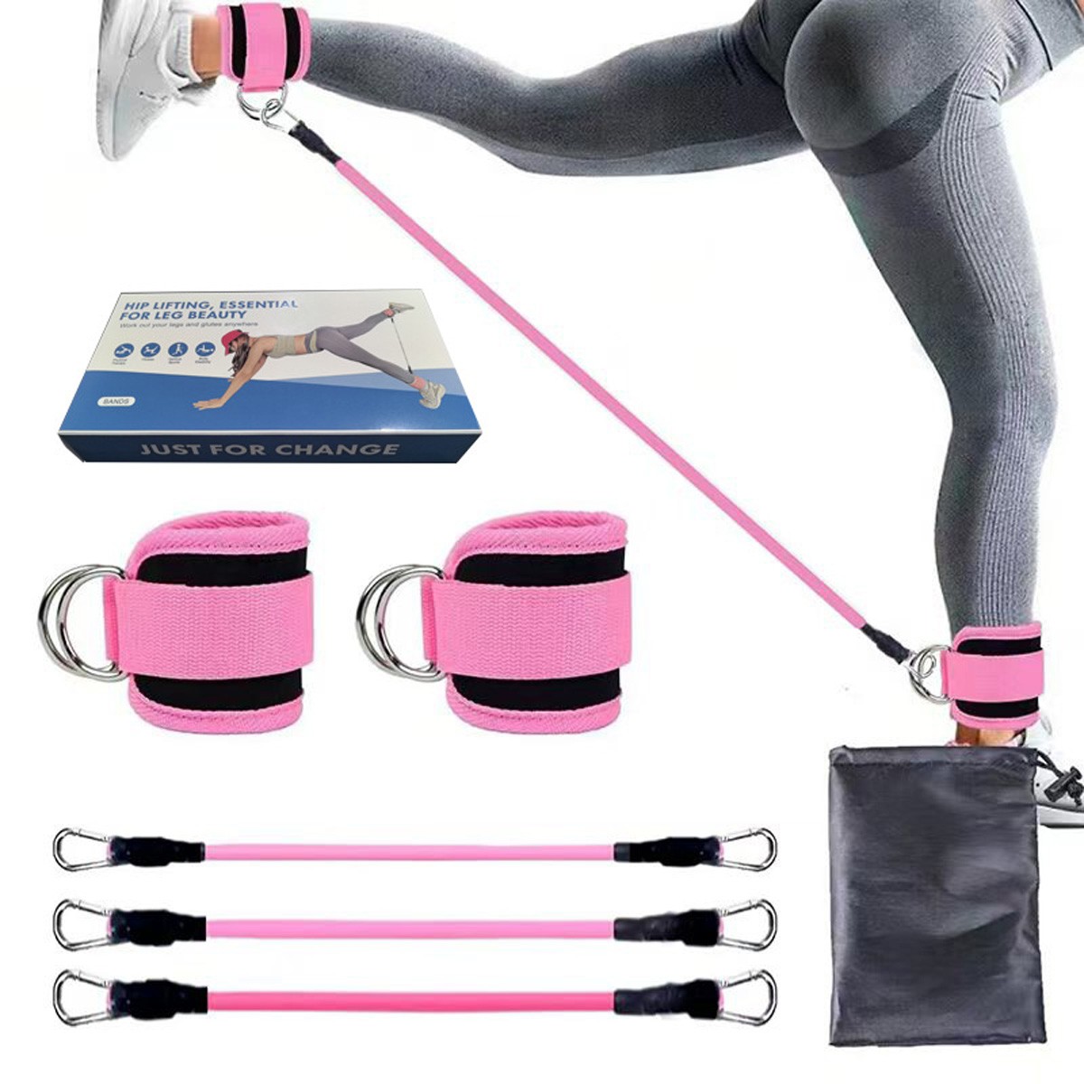 Ankle Resistance Bands with Cuffs – Glute, Leg & Butt Workout Equipment