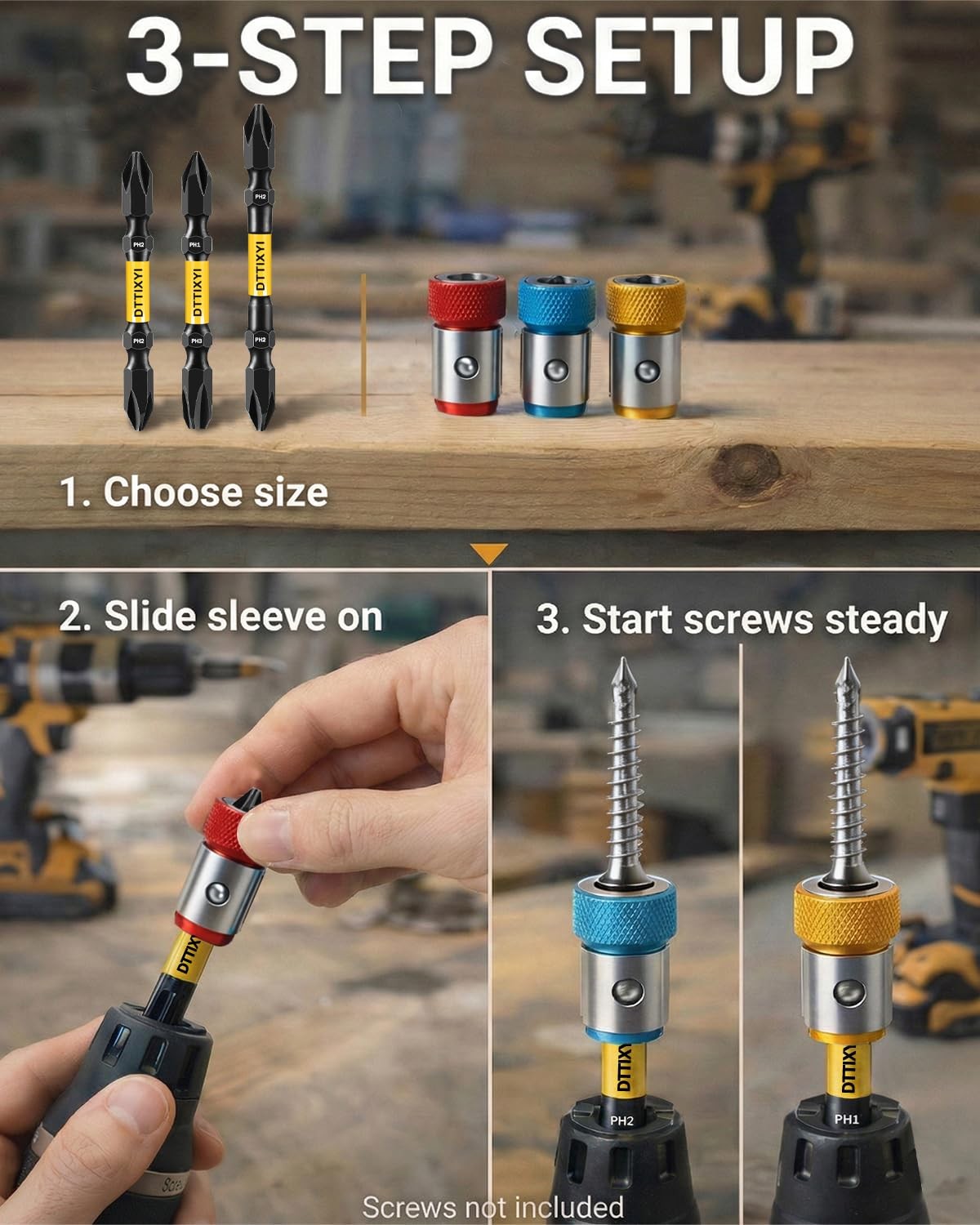 6PCS Screwdriver Head Magnetic Ring Set for Drill & Impact Driver, Power Mag ...