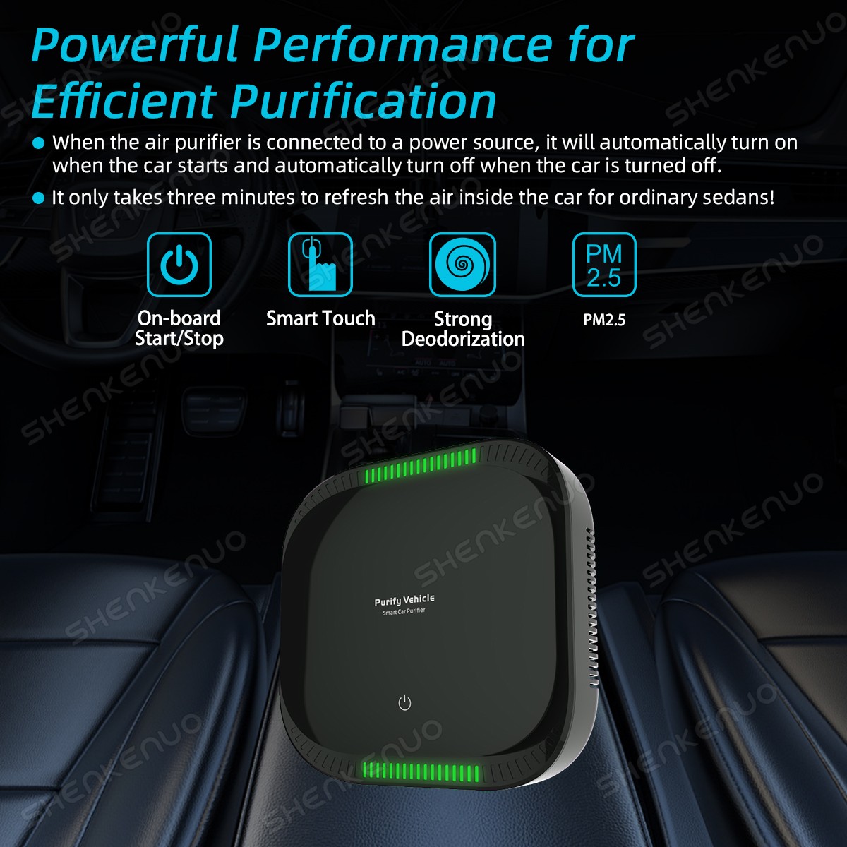 SMART CAR AIR PURIFIER purifies Air Cleaner for Allergies Smoke Mold Odor Dust