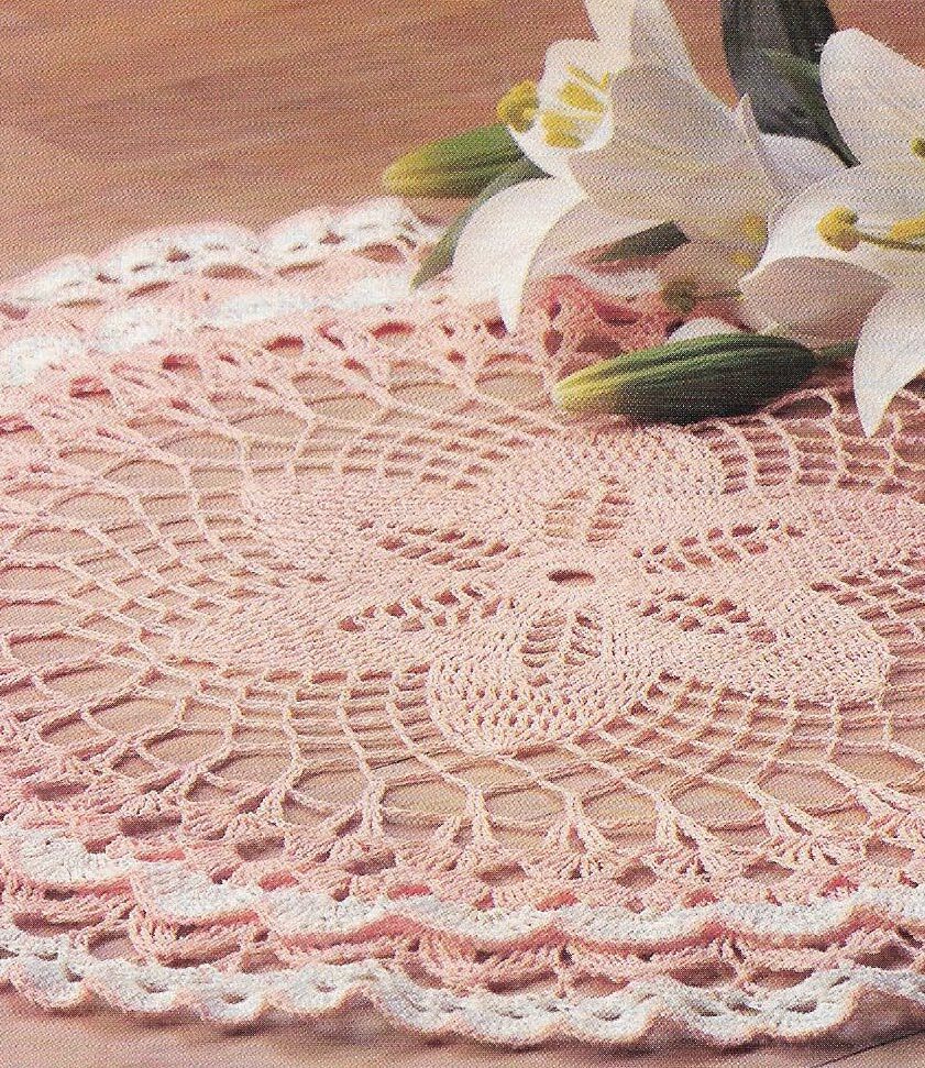 PEACH PERFECTION DOILY 22" HOME DECOR DIGEST SIZE CROCHET PATTERN INSTRUCTIONS
