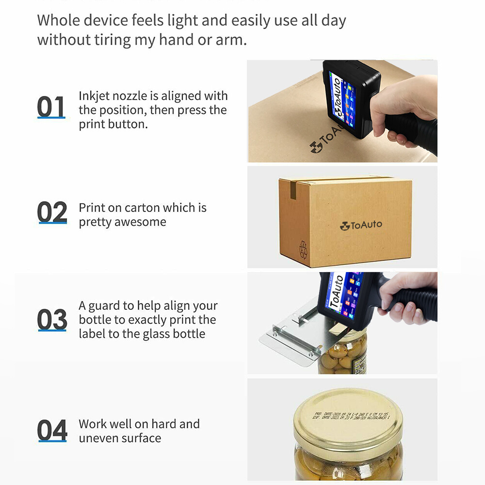 Handheld Inkjet Printer 600DPI Ink Date Time Brand QR Code Barcode Logo Machine