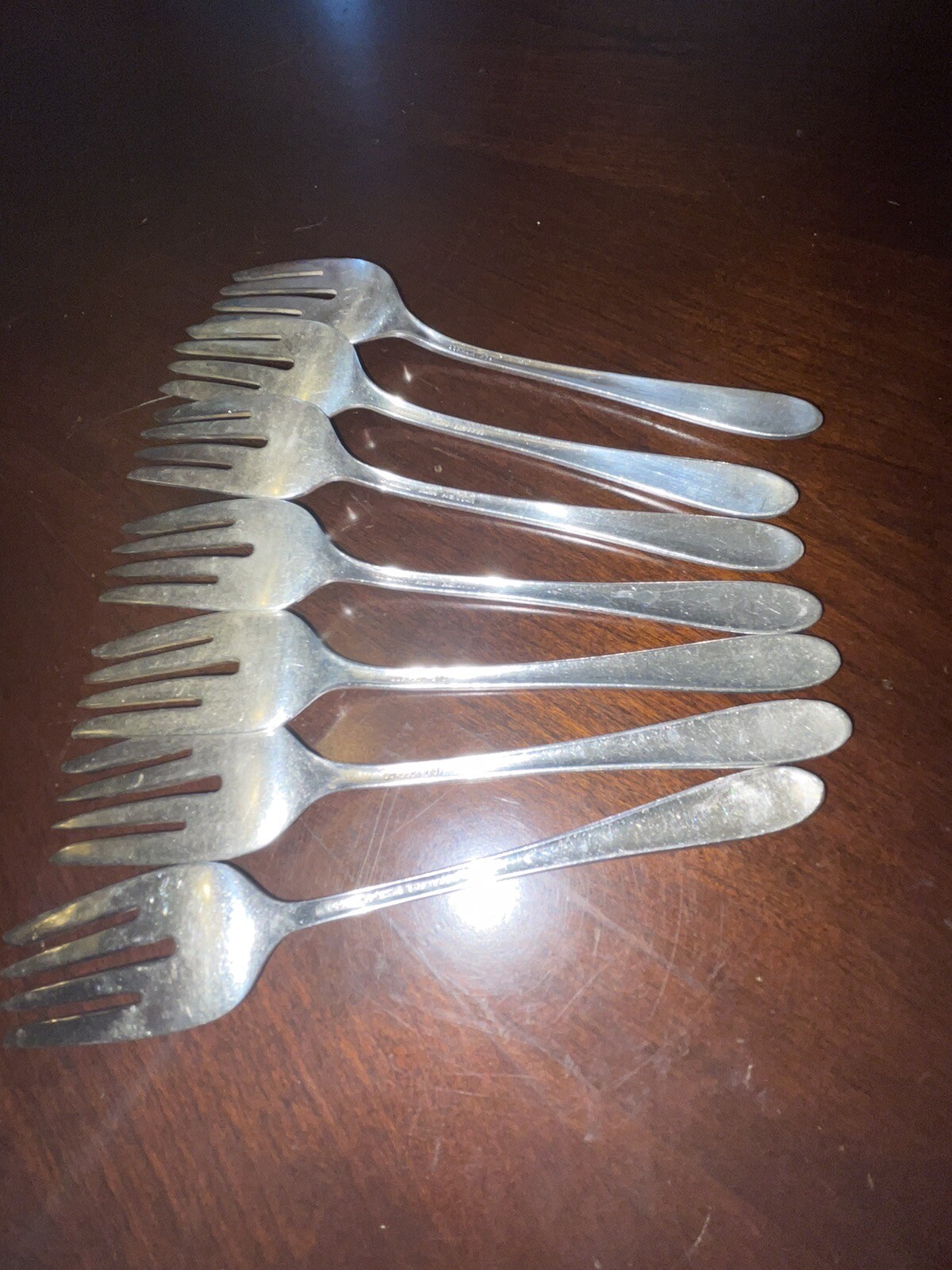 7 Gorham Invitation Silverplate Flatware Salad Forks 6-1/2”