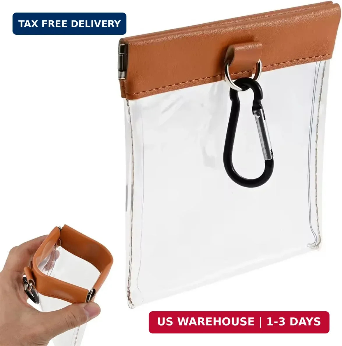 Golf Tee Pouch with Carabiner Hook Quick Release Closure PVC Clear Golfing Tee B