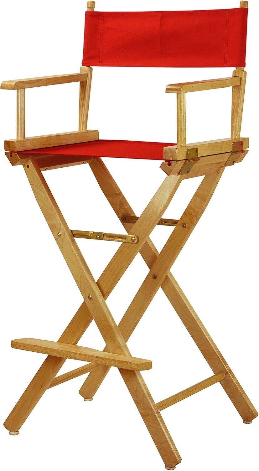 Director's Chair ,Natural Frame/Red Canvas,30" Bar Height