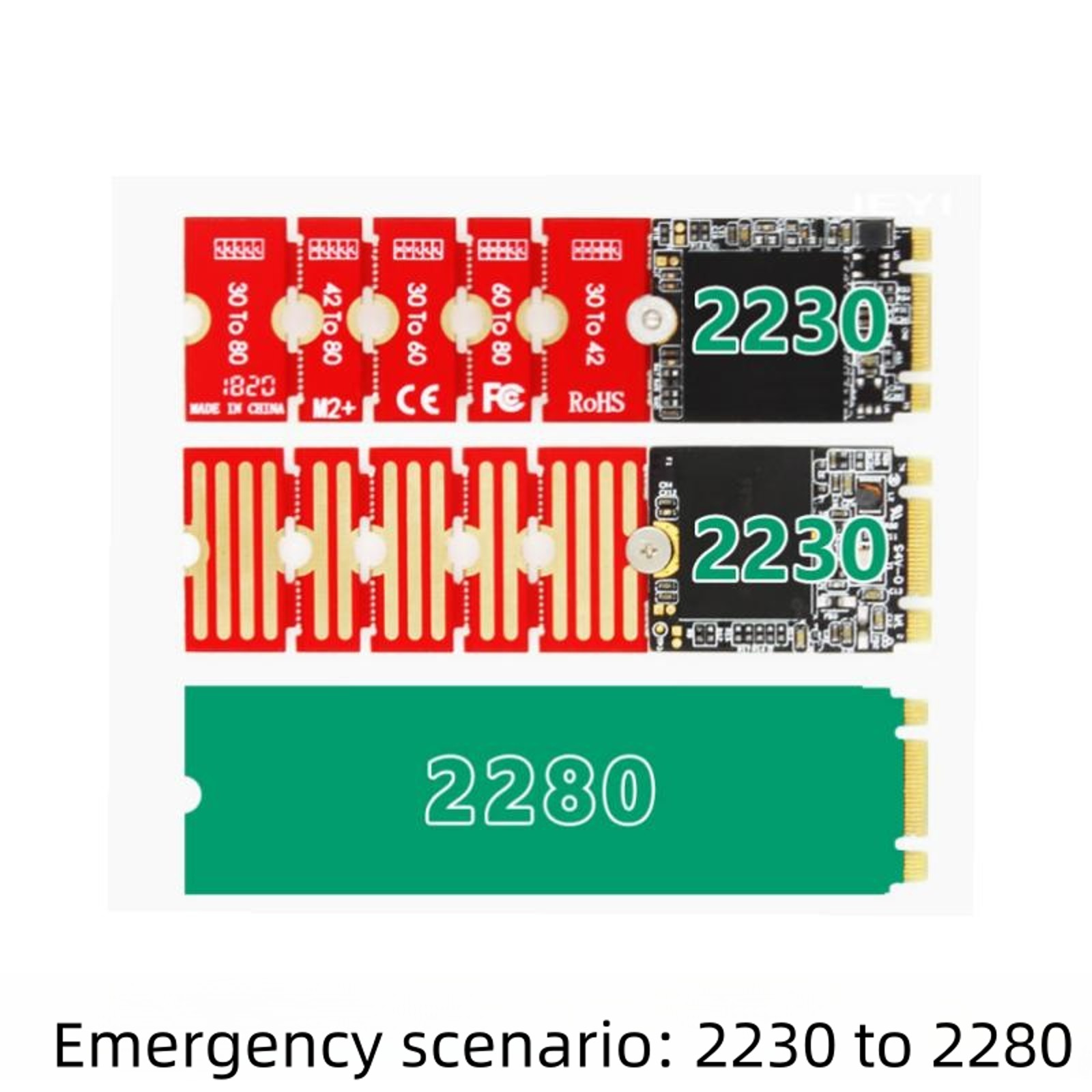 M.2 NGFF NVMe SSD 2230 2242 2260 to 2280 Length Extension Adapter Bracket