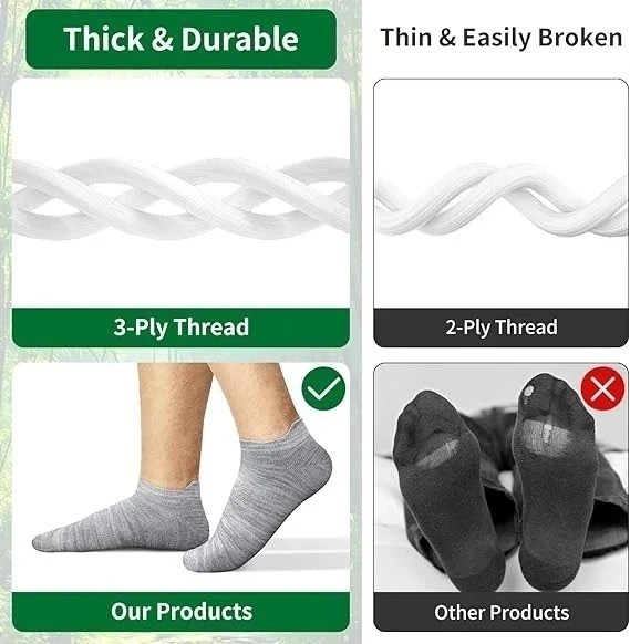 Mens Bamboo Ankle Socks with Heel Tab Low Cut Thin Athletic Performance 6 pairs