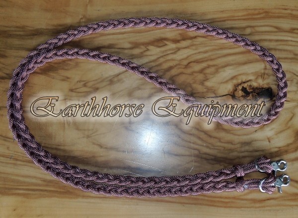 Earthhorse Equipment Plaited rope reins, Light brown, replaceable clips.