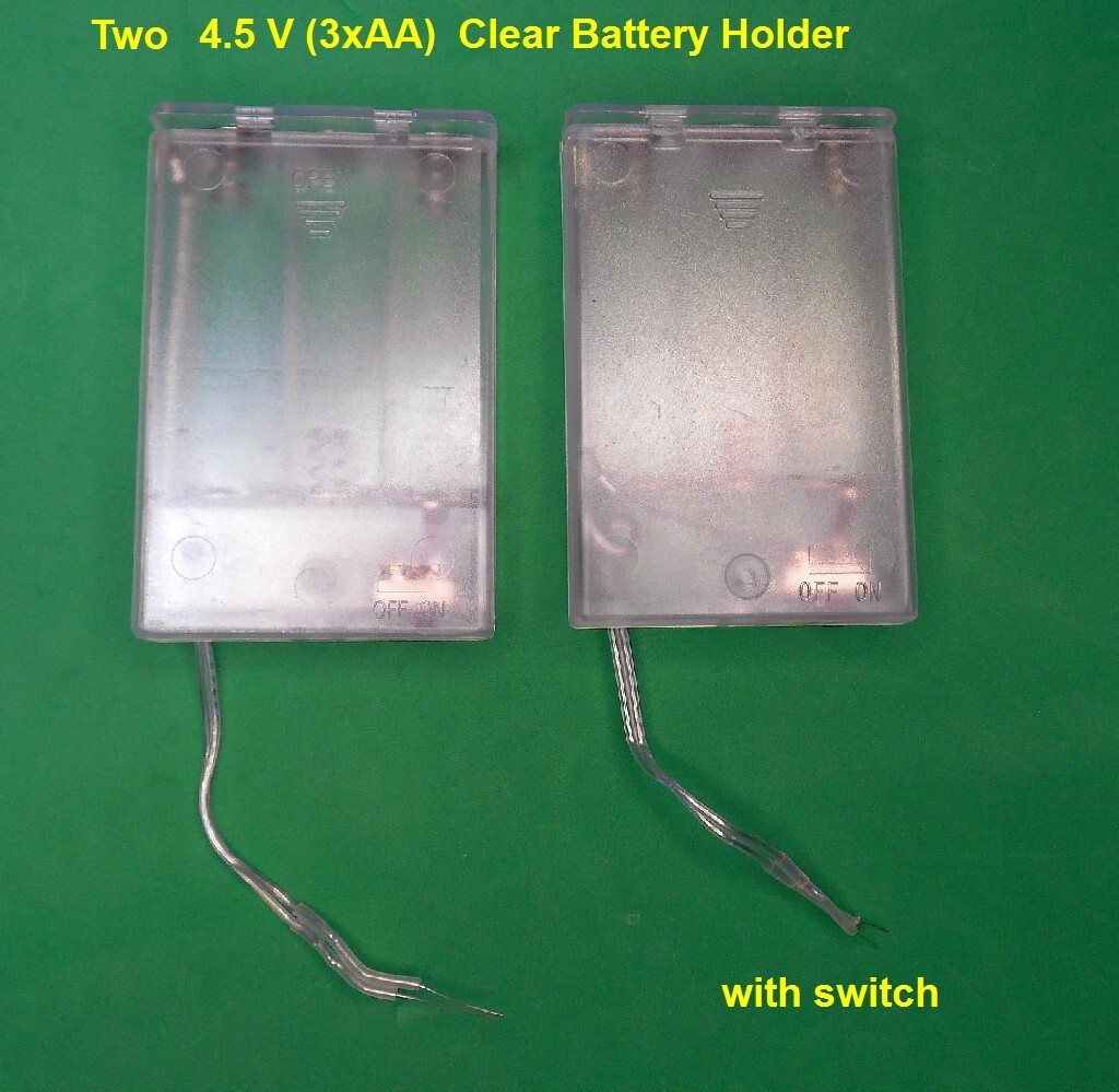 Two  3xAA Battery Holder Transparent Plastic for 4.5 VDC ,ON/OFF Switch + Cover