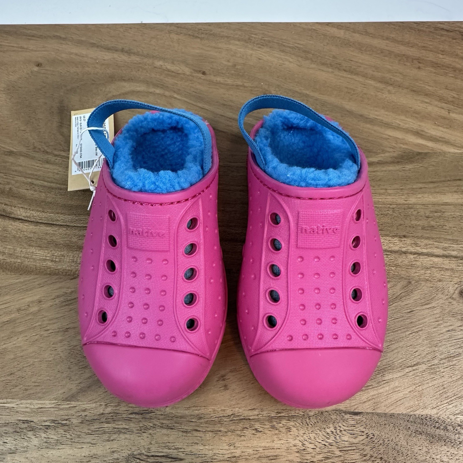 New NWT Little Kids Native Jefferson Cozy Pink Fleece Sling Shoes 7 C