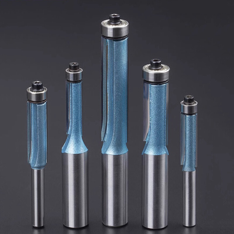 1/4"1/2"Shank Dia Flush Trim 2 Flute Straight Router Bit Template Bottom Bearing
