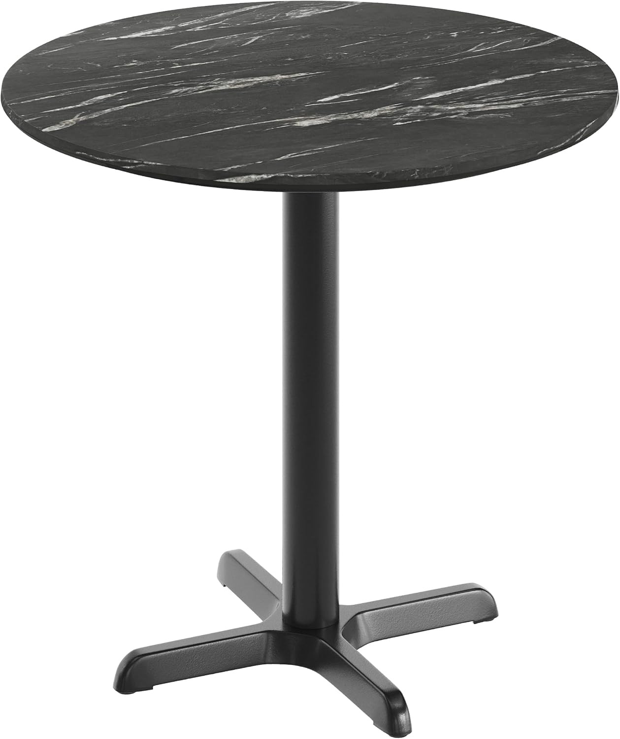 Topguard 31.25" round Indoor Black Faux Marble Tabletop with 22" X 22" Black Tab