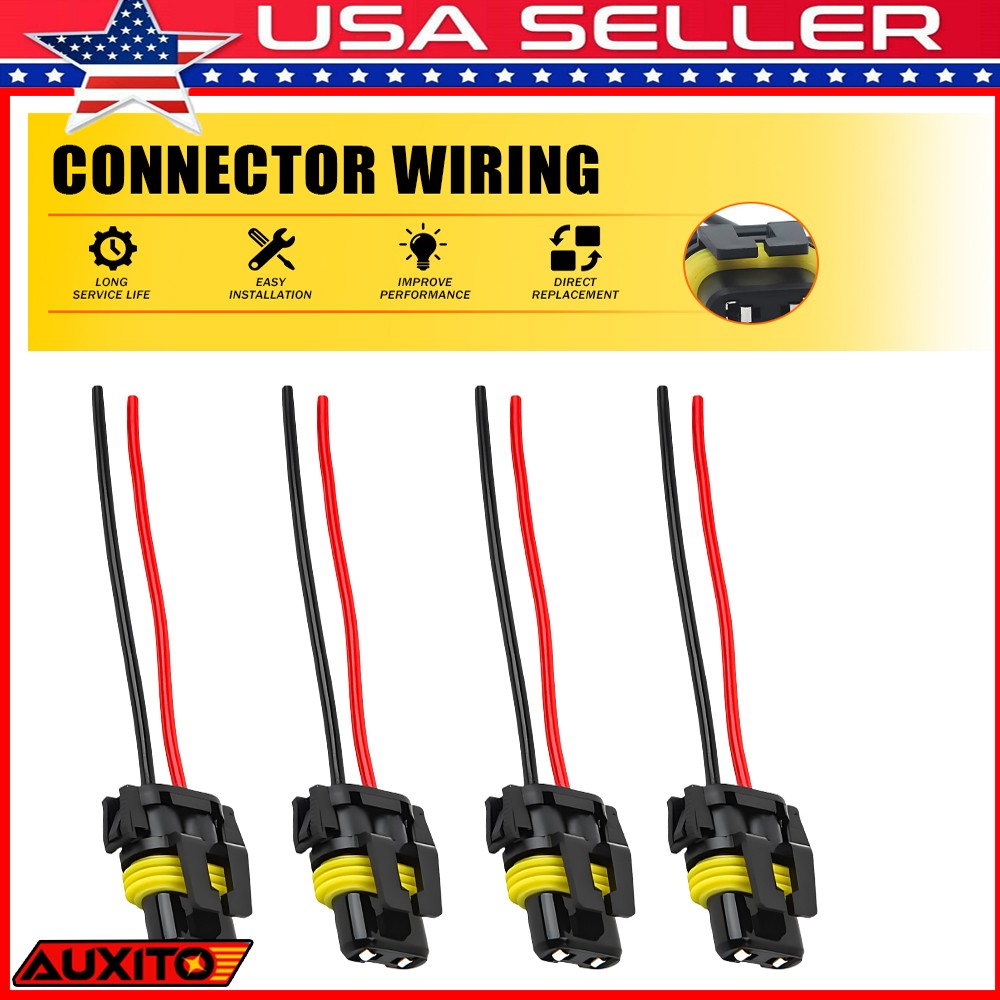 4x9005/9006/H10 Male Plug Connector Wiring Pigtail Harness For Driving Fog Light