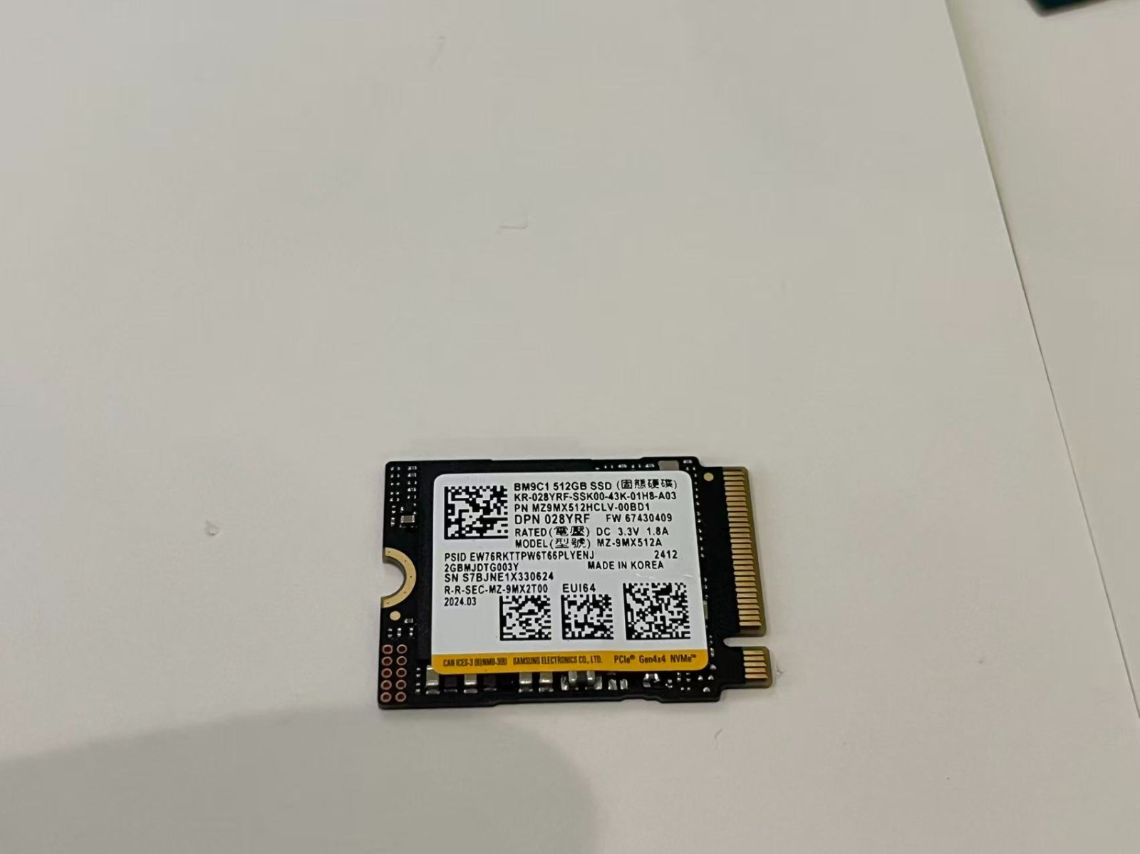 SAMSUNG BM9C1 512GB PCie M.2 2232 OEM PACKAGE