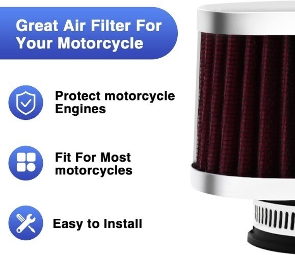 2PCS Motorcycle Air Filter Universal 55MM Replacement Engine F Size: 2PCS-55MM