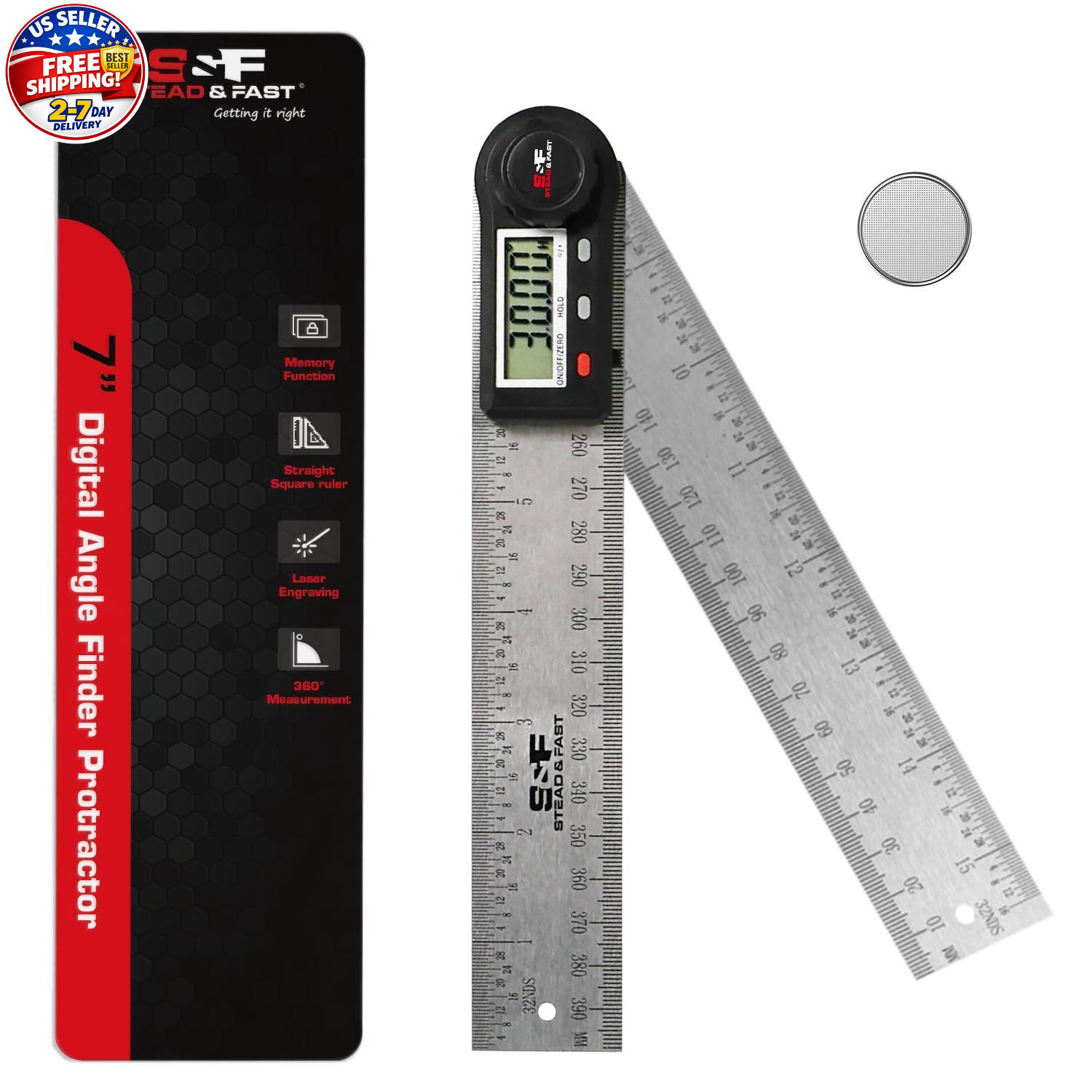 Angle Finder Tool Digital 7 Inch / 200 mm Stainless Steel DPRAF-7-B, Digital Pro