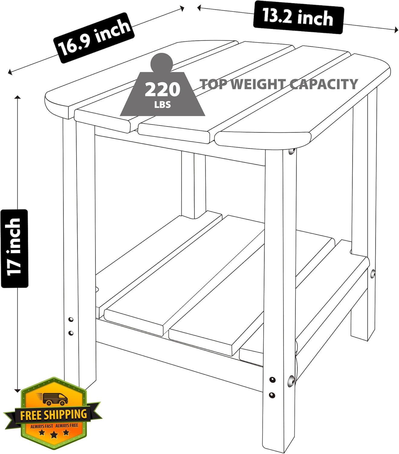 LZRS Oval Double Layer Side Table Brown Patio