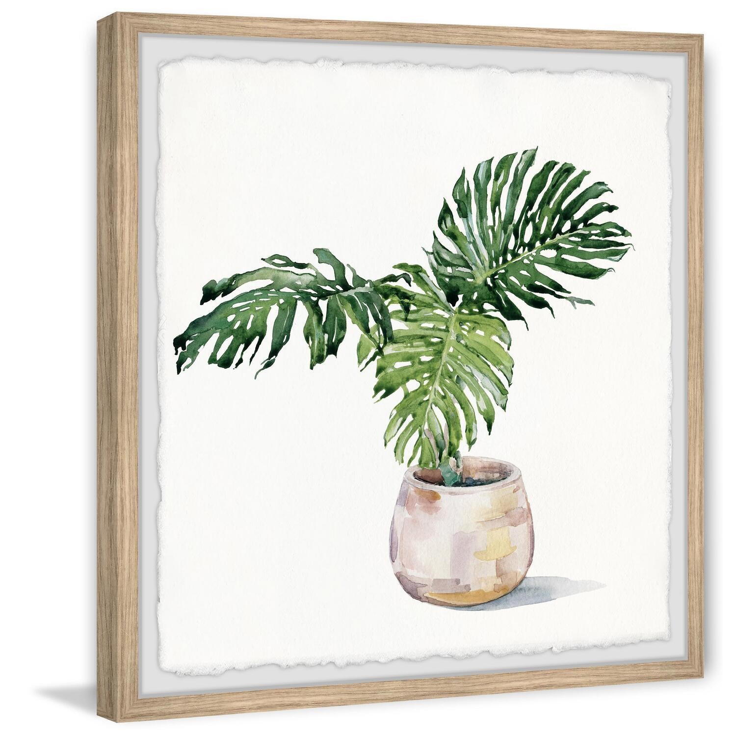 Marmont Hill Potted Monstera Deliciosa Framed Painting Print 12" x 12"