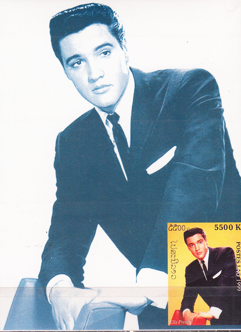 W LAOS Y1990 (2v) 20TH CENTURY GREAT PEOPLE ELVIS PRESLEY IMPERF SOUVENIR SHEET
