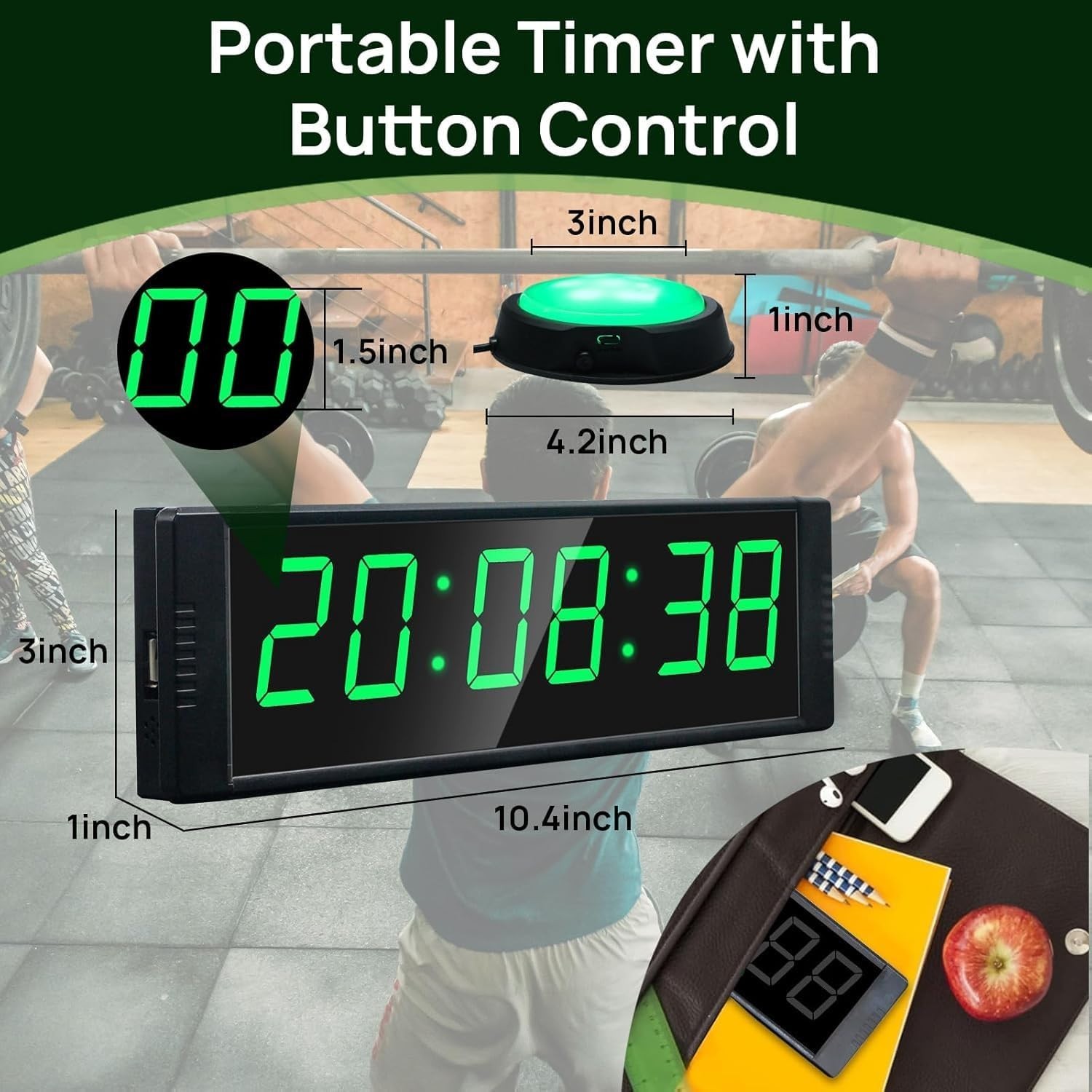 Gym Clock for Home Gym with Start/Stop Button, Interval Timer for Workout, Stop