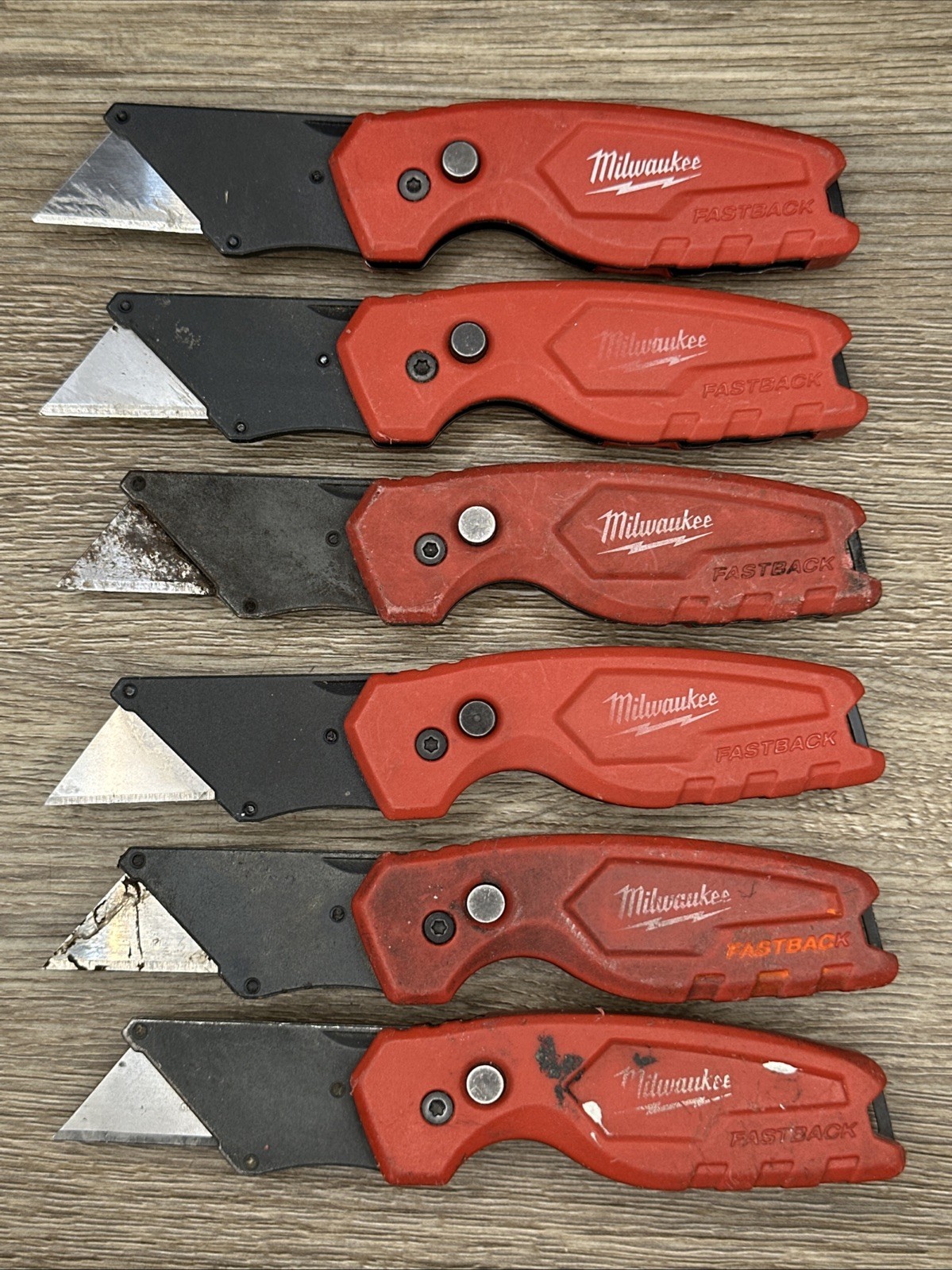 (LOT E) Milwaukee FASTBACK 48-22-1500 Folding Utility Box Cutter Knife Lot of 6