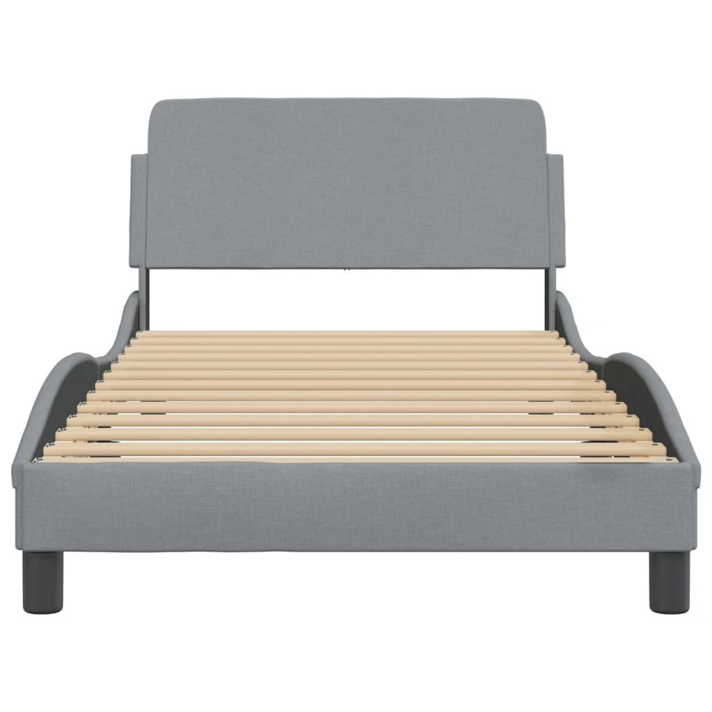 Bed Frame "Dover" Light Gray 39.4"x74.8" Fabric