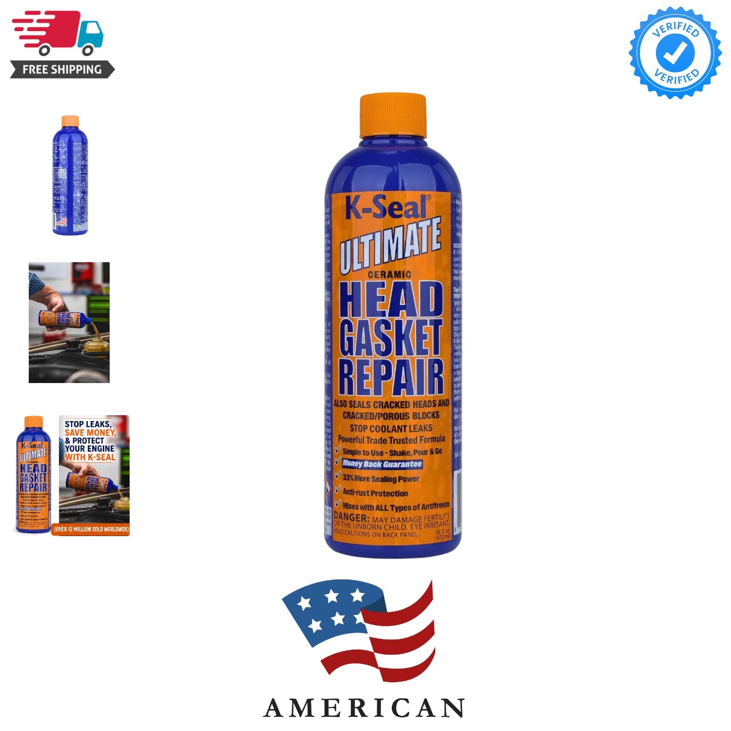 Pour & Go Head Gasket Sealer, 16 oz – Repairs Blown Head Gaskets, Cracked Hea...