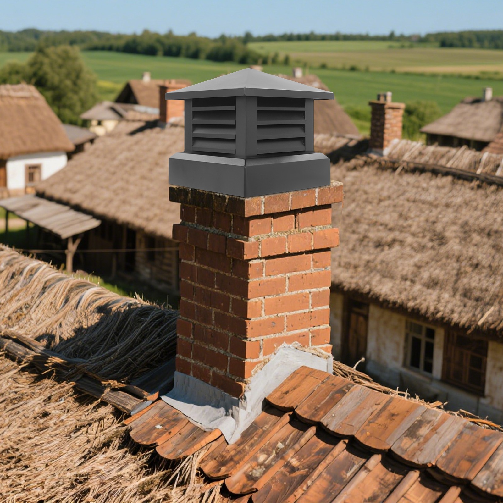 14x14 Chimney Cap, Square Chimney Cover, Rainproof Chimney Cap For Outside