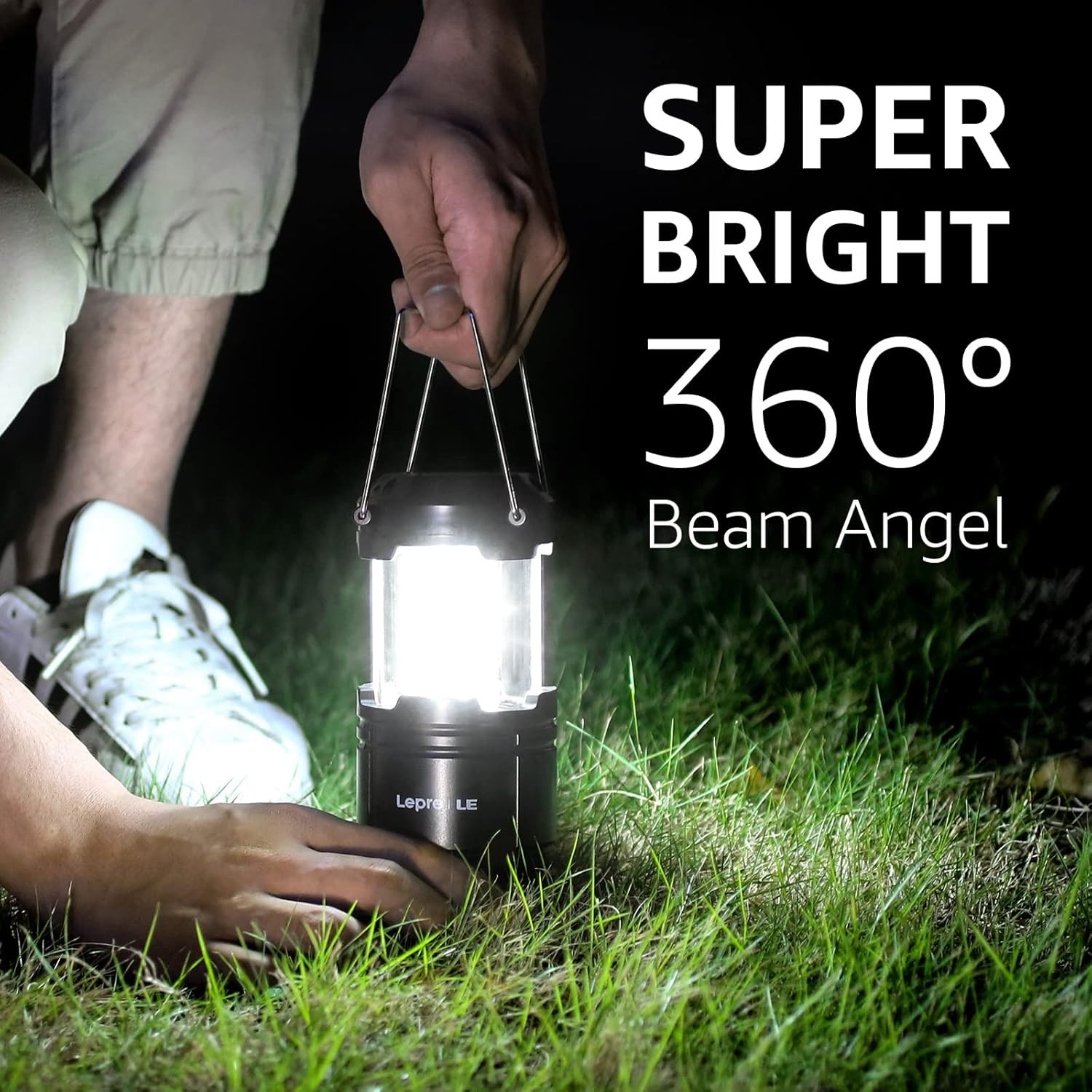 Lepro LED Camping Lantern Battery Powered Collapsible IPX4