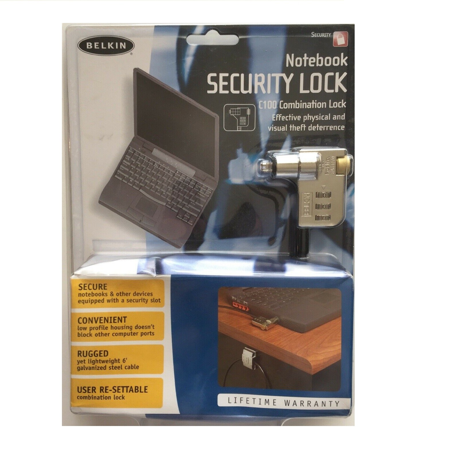 Belkin Notebook Security Combination Lock C100 F8E503 New In Packaging