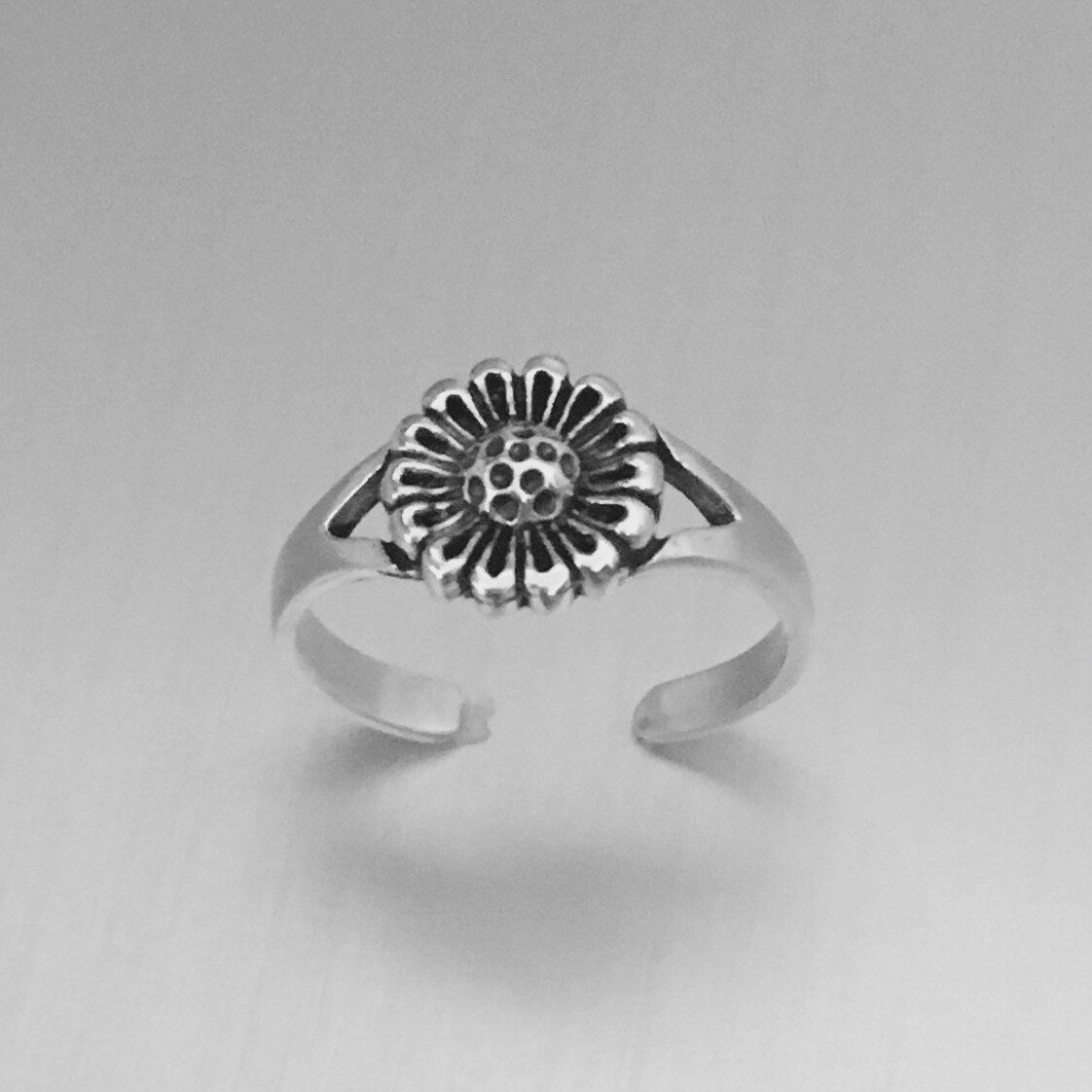 Sterling Silver Sunflower Toe Ring, Silver Ring, Flower Ring