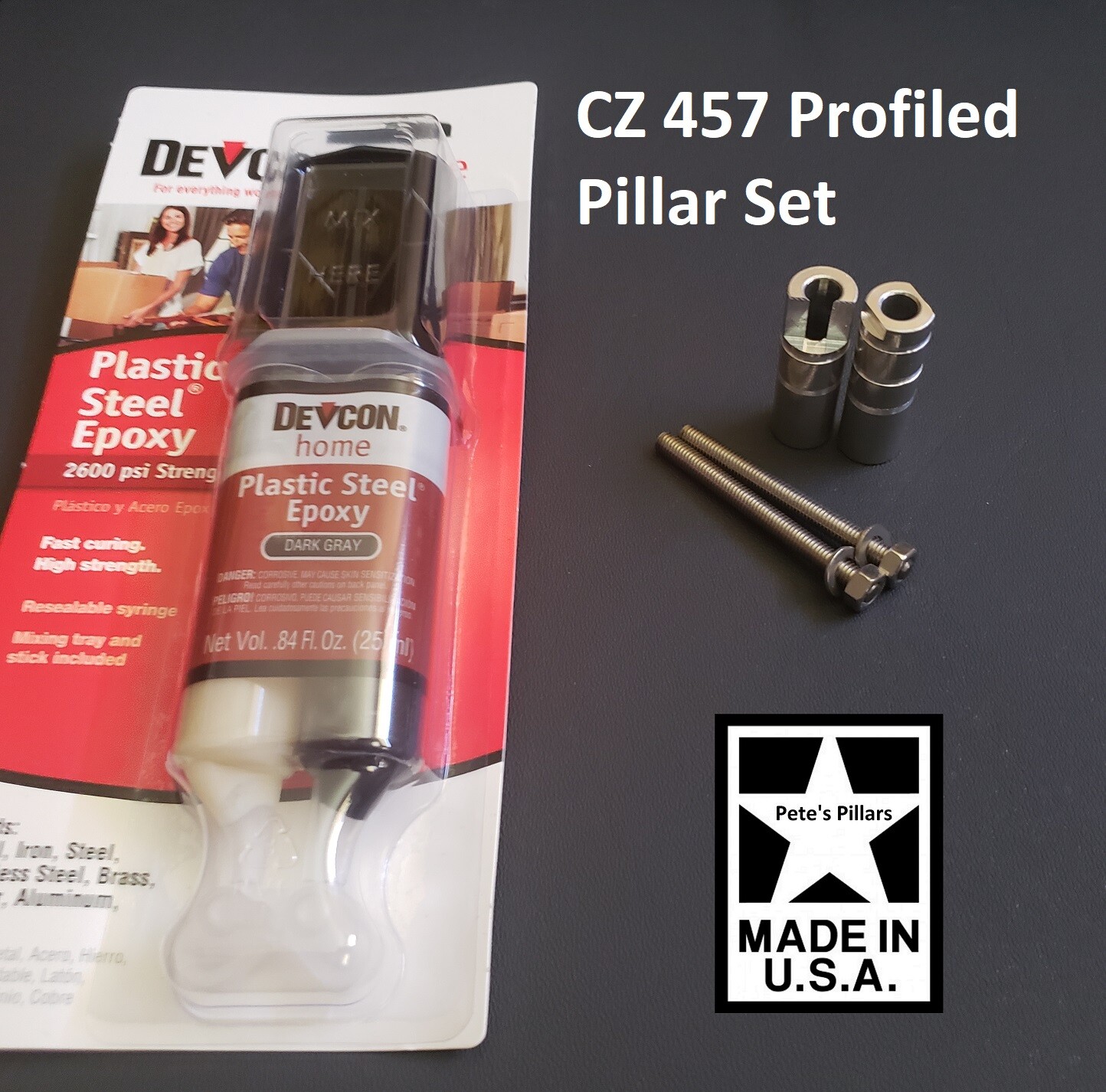 CZ 457 Profiled Pillar Bedding DELUXE KIT w/ Devcon and STAINLESS Action Screws
