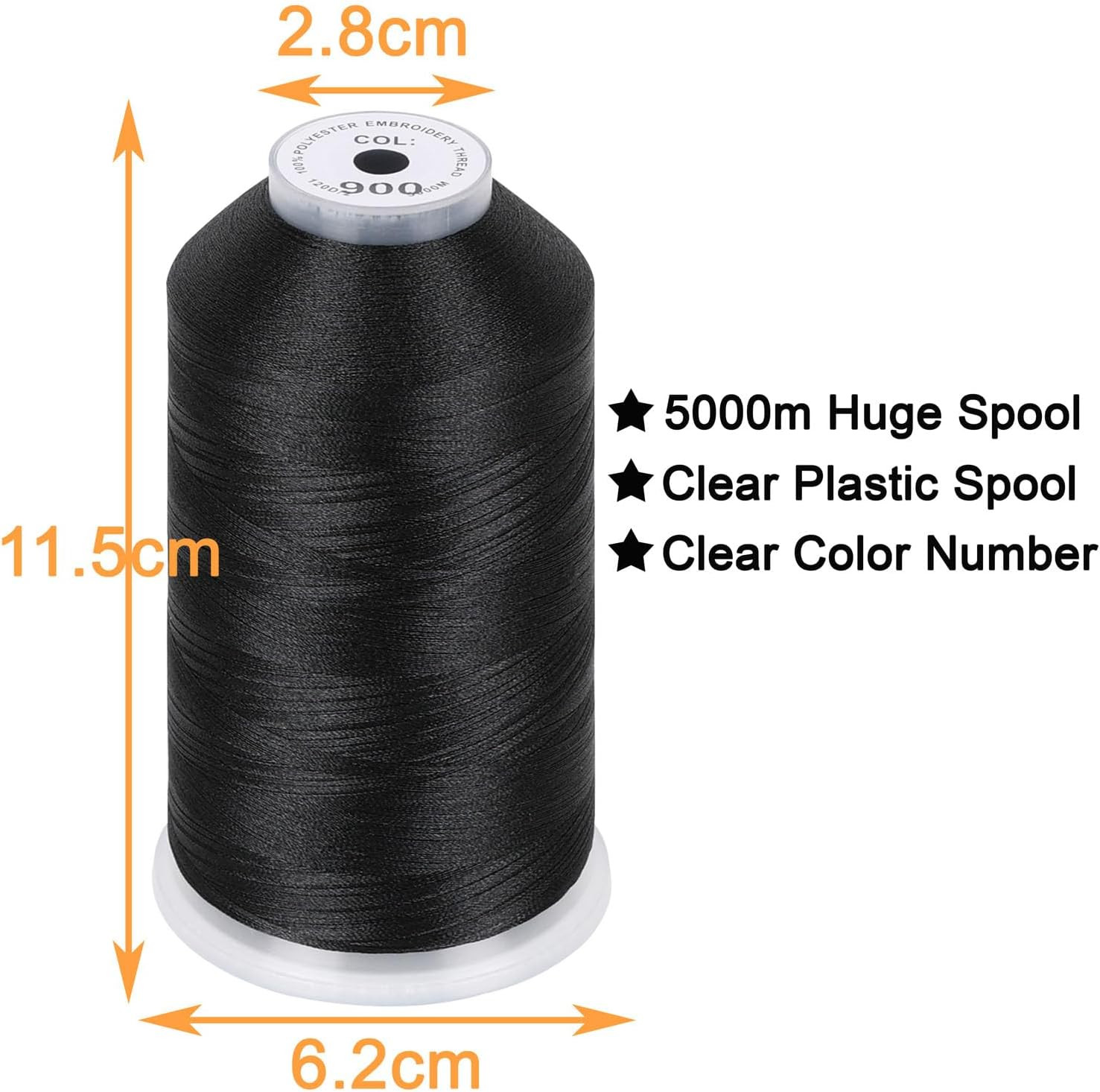 - 2 Huge Spools 5000M Each Polyester Embroidery Machine Thread 40WT for Commerci