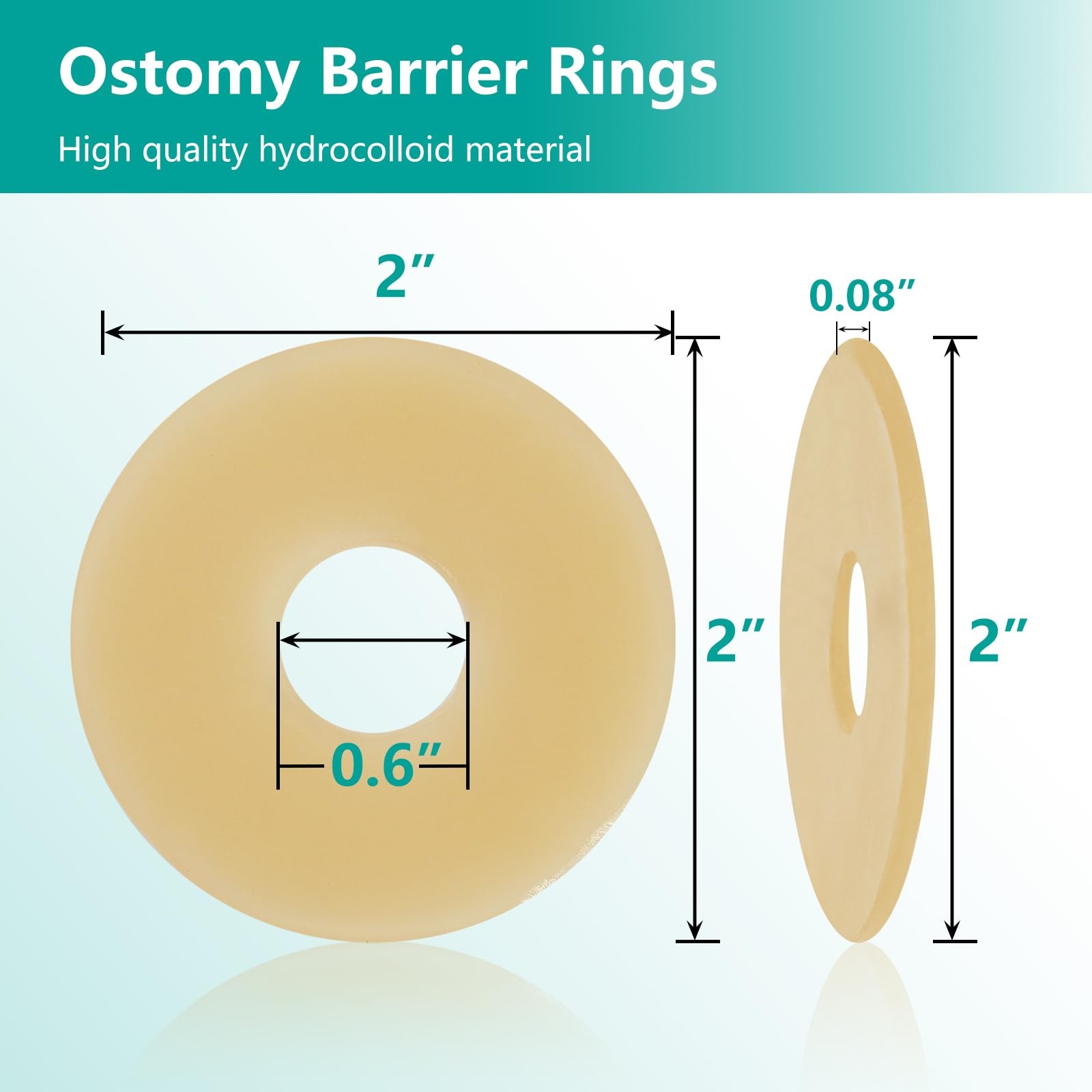 Ostomy Barrier Rings - Outer Diameter 2" 10PCS Rings, Beige