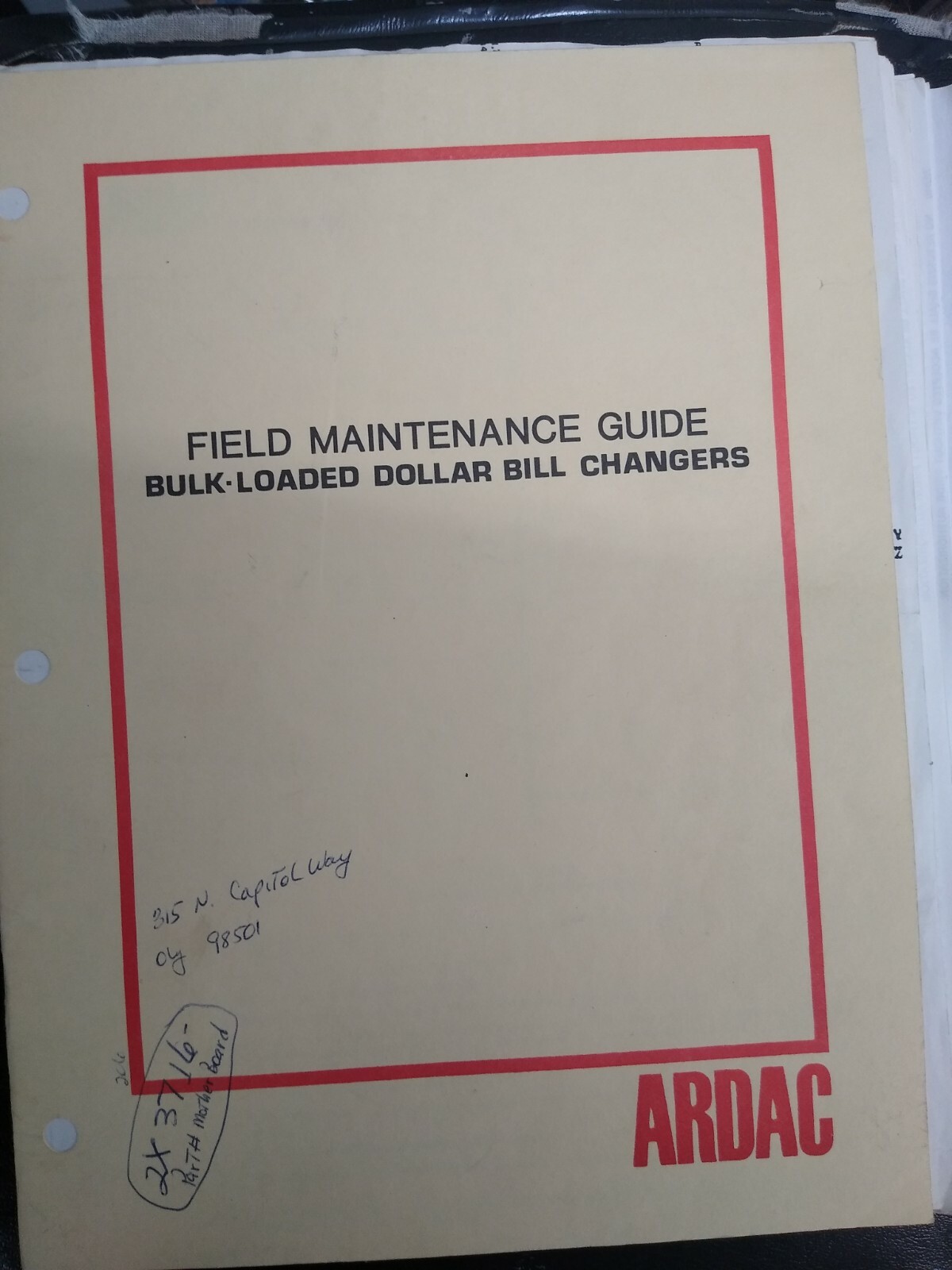 Ardac Bill Changer C8090 Service and Part Manuals - Schematics #12