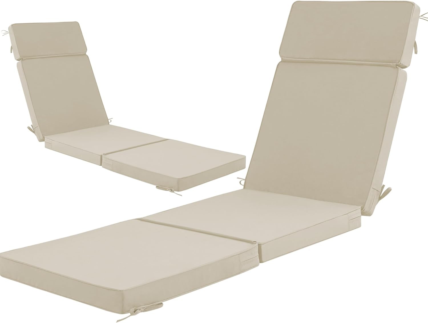 72 x 21 Inch Outdoor Chaise Lounge Cushions Set of 2 - Removable Cover,