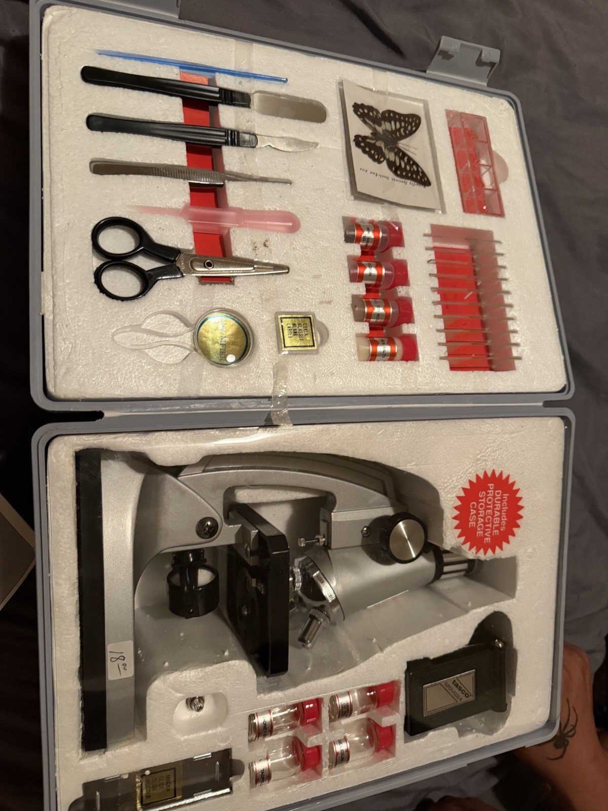 Tasco M120ZFC Microscope 1200x Kit with Accessories and Case