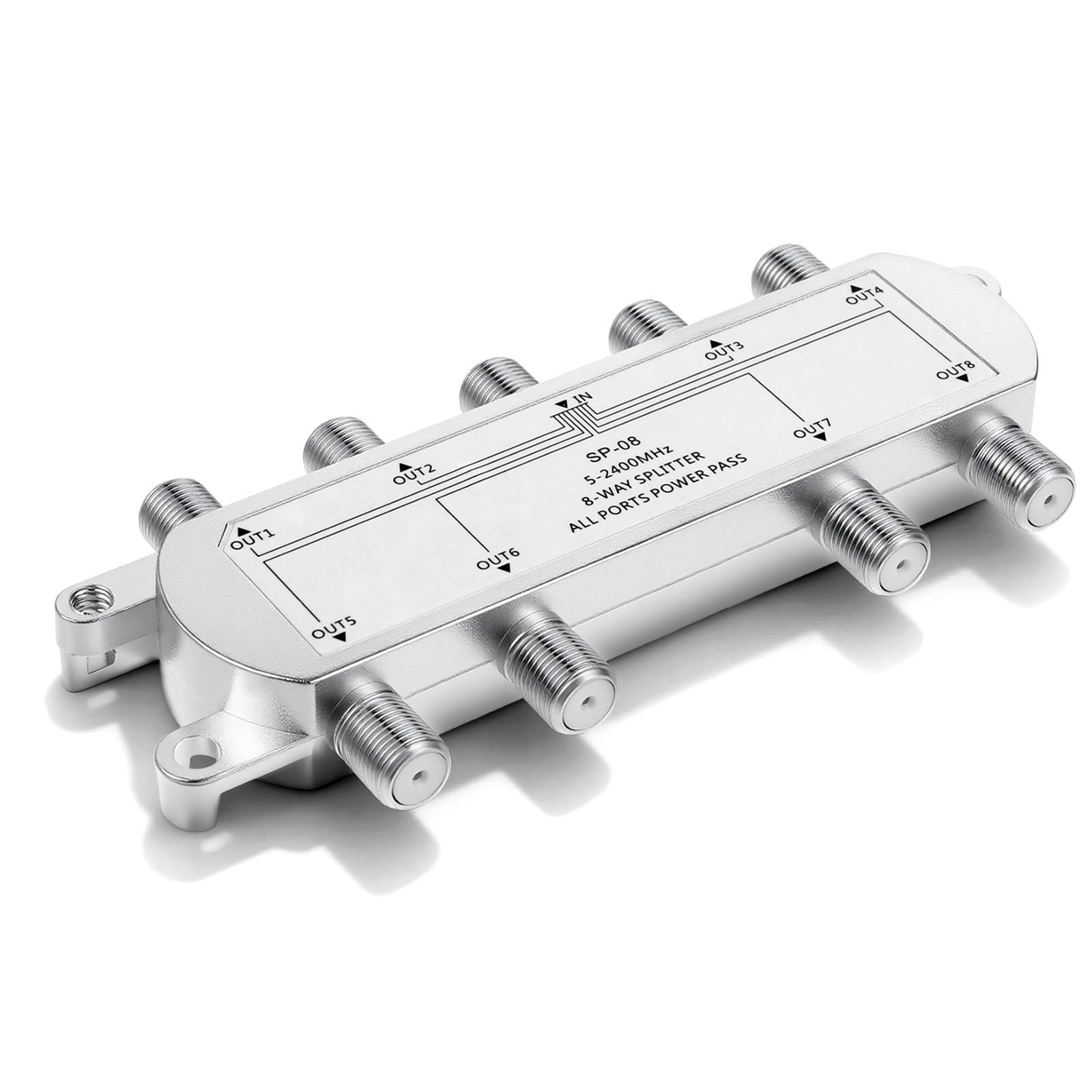 8-Way Coaxial Cable Splitter 5-2400MHz, 8 Ports Mini Digital Splitter Work wi...
