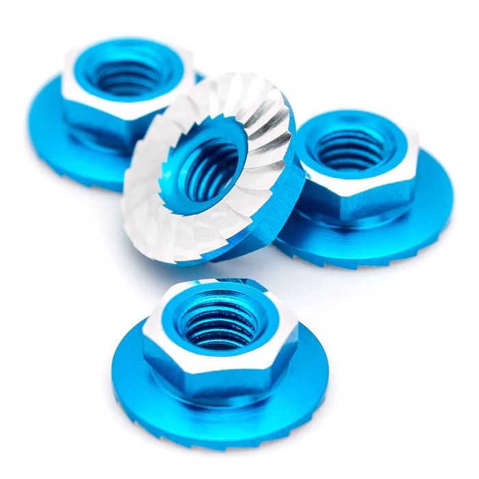 1Up Racing 870201 - 7075 Aluminum Lockdown M4 Wheel Nuts, Bright Blue (4)