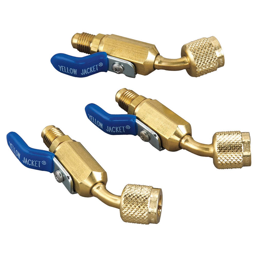 YELLOW JACKET 93842 Ball Valve,45 Deg,9 in L,Brass,800 psi 38D867