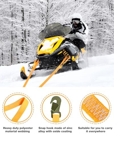 Extra Long Snowmobile Tow Straps, 4400lb Break Strength, 19ft Heavy Duty ATV