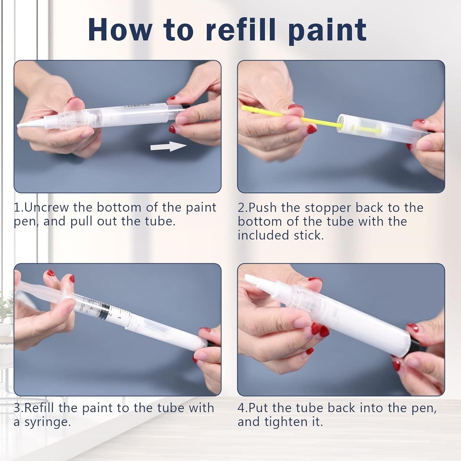 LANBEIDE Refillable Touch Up Paint Pens, 3Pcs 3 Count (7 pcs kit), White