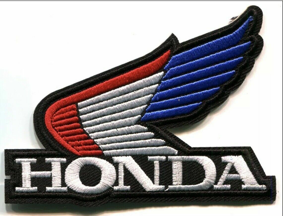 HONDA WING RED WHITE BLUE EMBROIDERED BIKER PATCH (HP1)