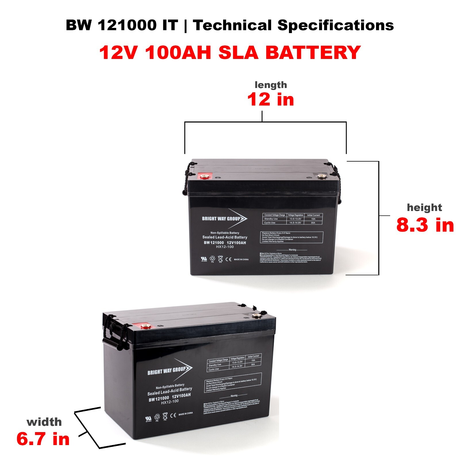 Battery Replacement for BAT-0122 Eaton Powerware IT Terminal (12V 100AH IT)