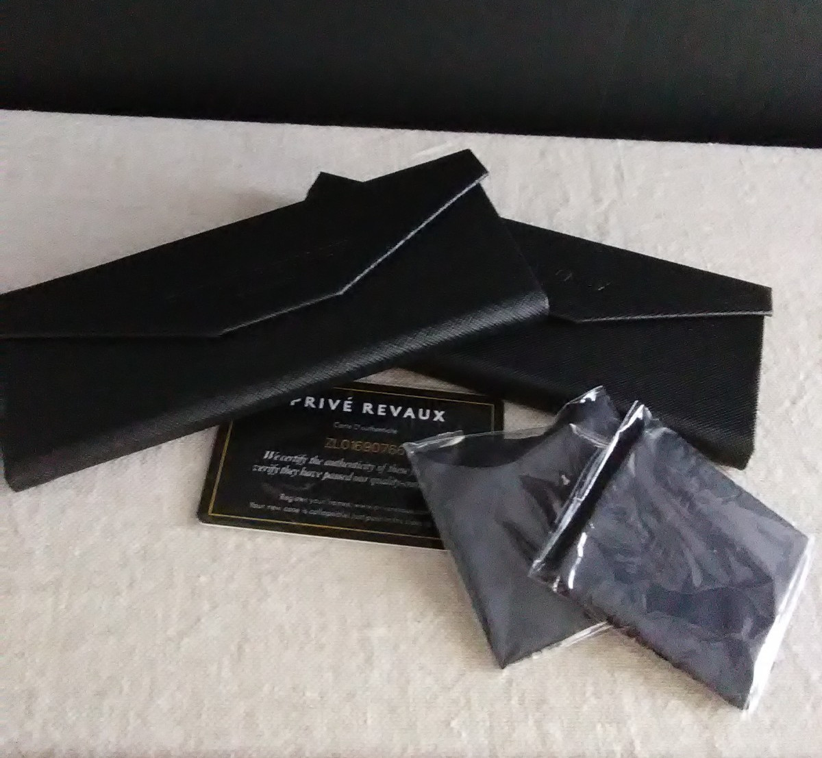 2 Prive Renaux collapsible triangular eyeglass cases for glasses & sunglasses