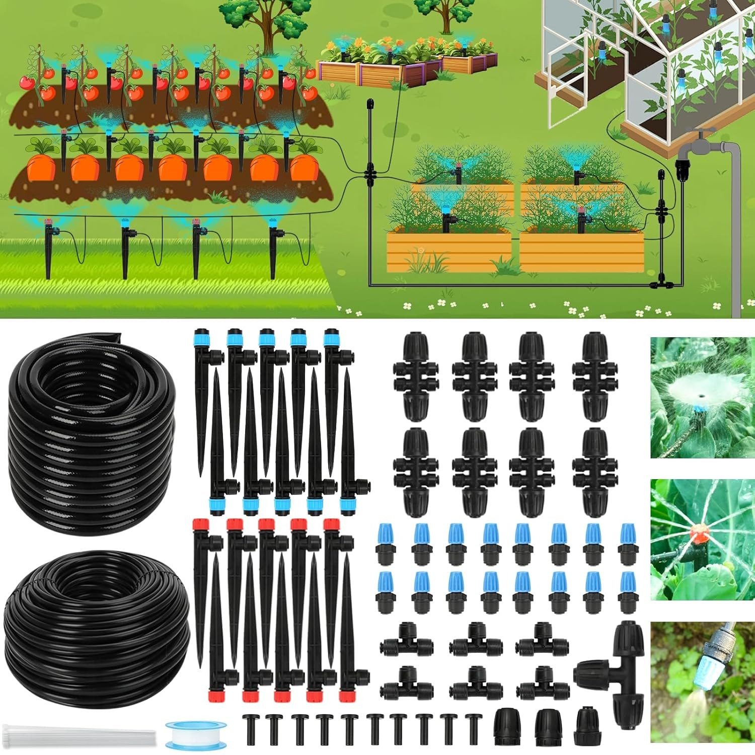 177FT Drip Irrigation Kit – 2026 New Quick-Connect Micro Irrigation System with