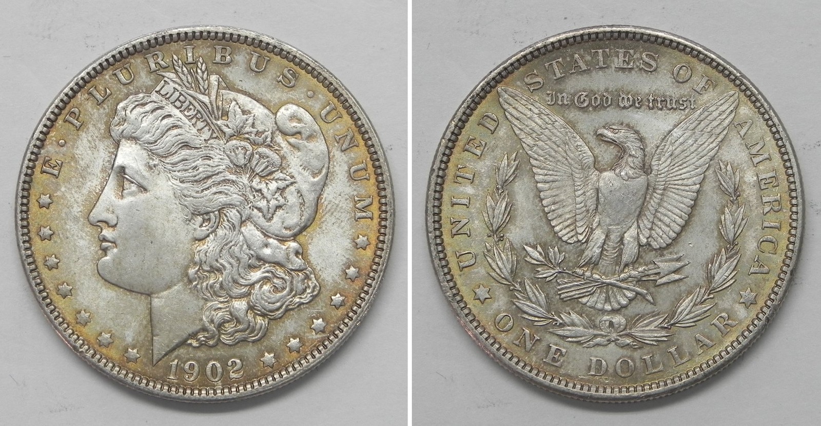 X7239  1902 Morgan Dollar, Choice BU, Golden Toning