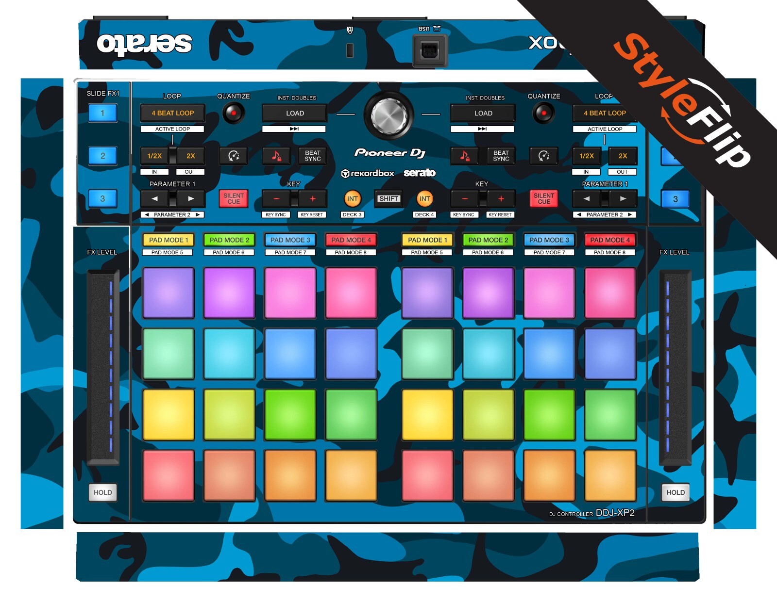 Pioneer DDJ-XP2 | Blue Camo | Protective Decal | StyleFlip Skins