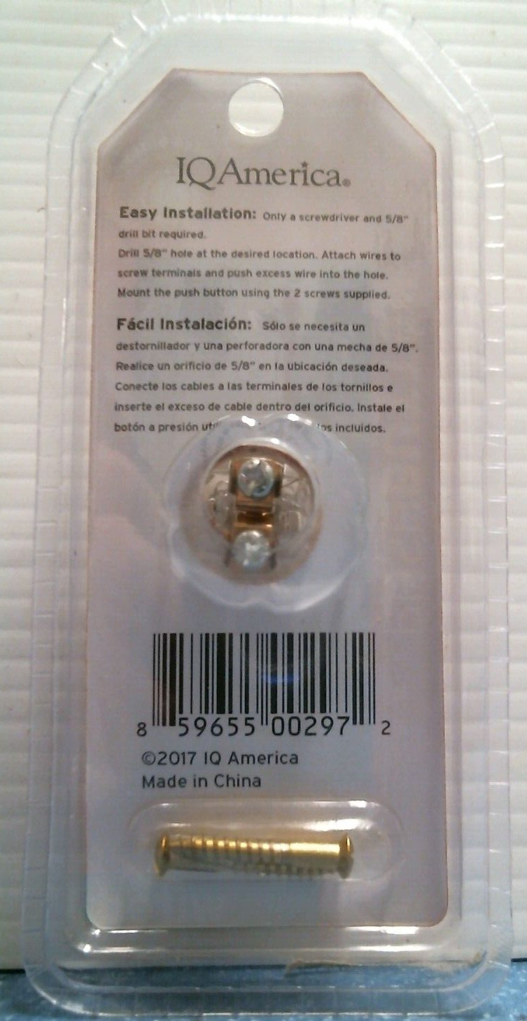 IQ America Wired Pushbutton Doorbell, Lighted (DP1630) FS
